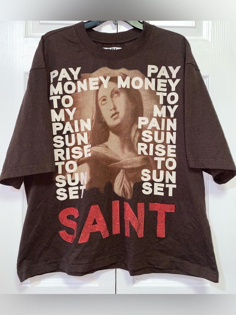 Rebel Minds Mens Saint Stay Real T-Shirt (Sz XL)  Ptp 25" Unisex